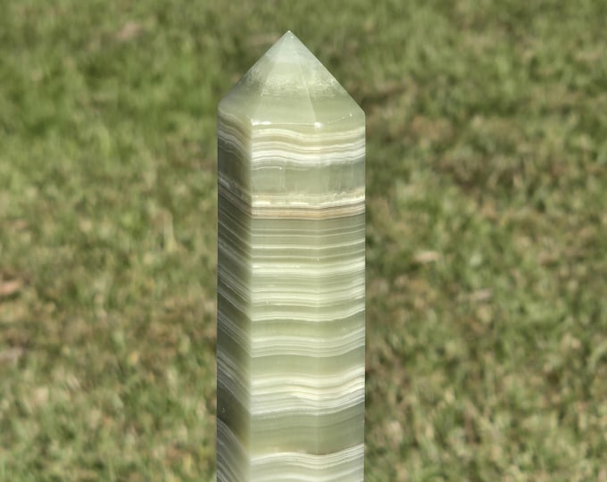 Afghan Jade Green Onyx Crystal Tower