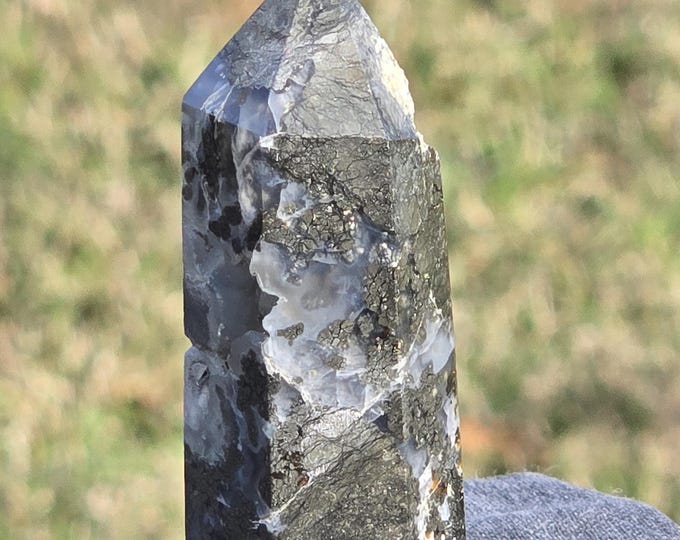Marcasite Pyrite Agate Crystal Tower