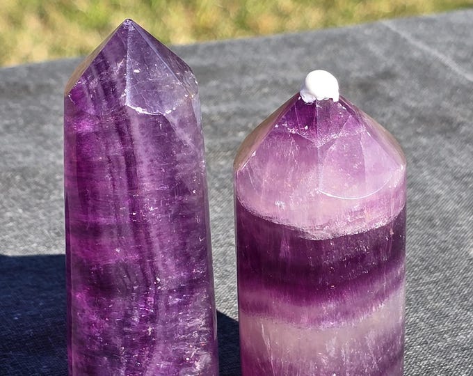 Purple Fluorite Crystal Pencil Towers