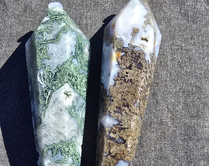 Large Moss Agate Crystal Wands