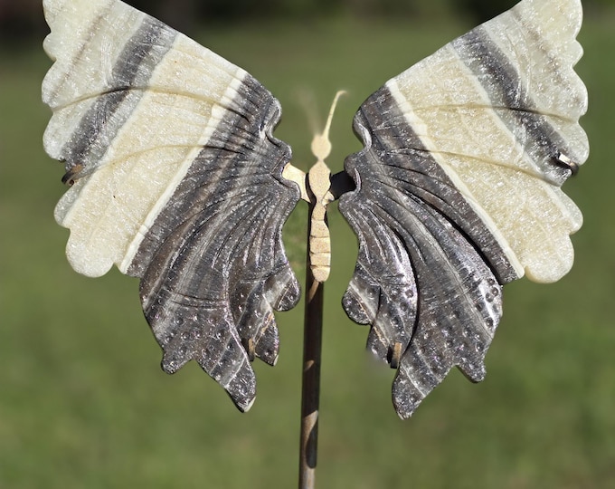 Yellow Banded Calcite Crystal Butterfly Wings