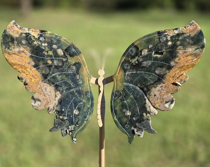 Orbicular Ocean Jasper Crystal Butterfly Wings