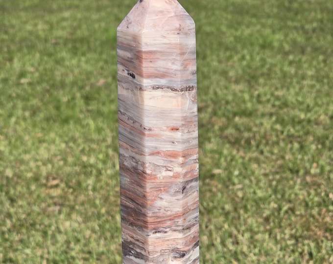 Pink Layered Agate Crystal Tower