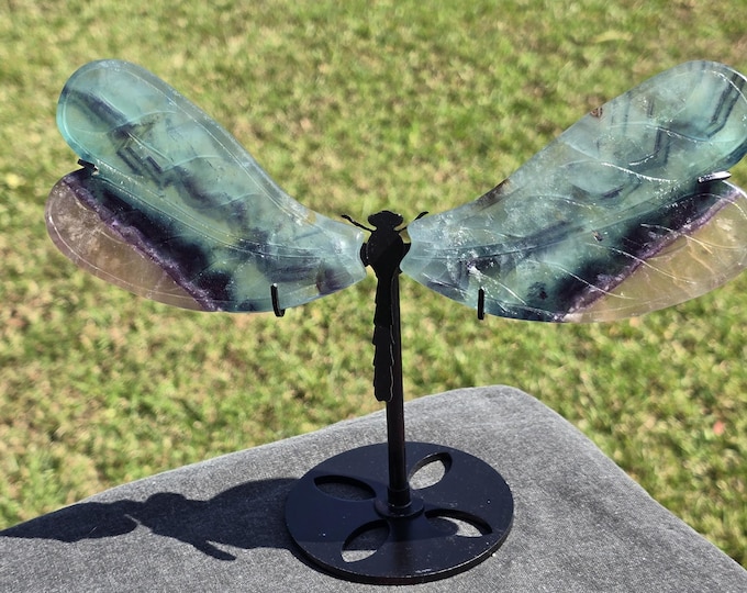 Blue Fluorite Crystal Dragonfly Wings
