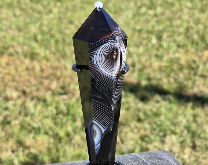 Black Agate Crystal Wand