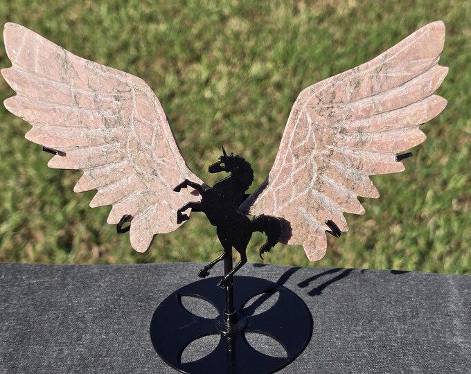 Rhodonite Crystal Unicorn Pegasus Wings