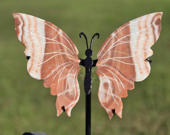 Red Banded Calcite (Pork Stone) Crystal Butterfly Wings