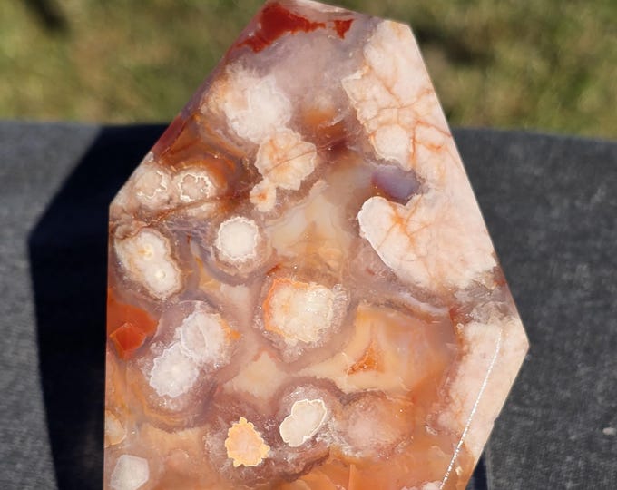 Red Flower Agate Crystal Slab