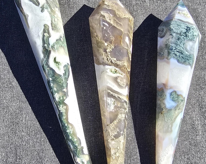 Moss Agate Crystal Wands