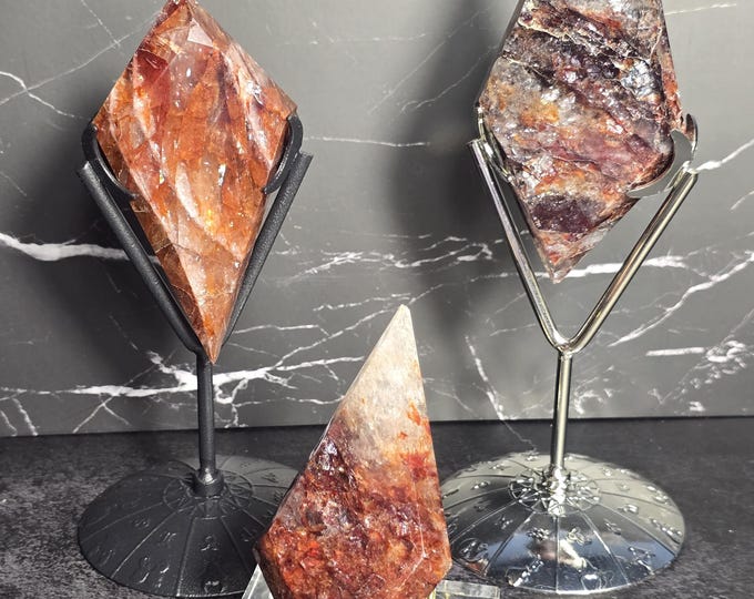 Fire Quartz Crystal Rhombus Diamond