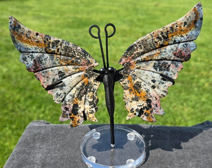 Orbicular Ocean Jasper Crystal Butterfly Wings