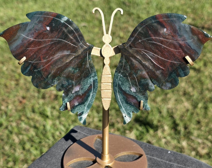 Colorful Moss Agate Crystal Butterfly Wings