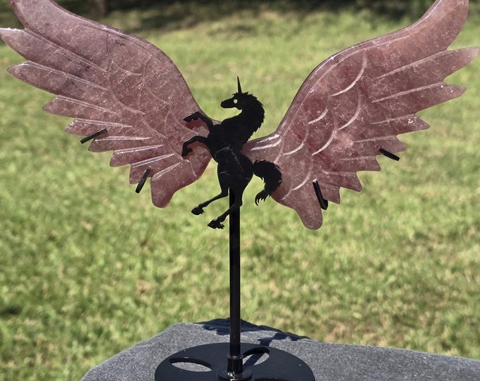 Strawberry Quartz Crystal Unicorn Pegasus Wings