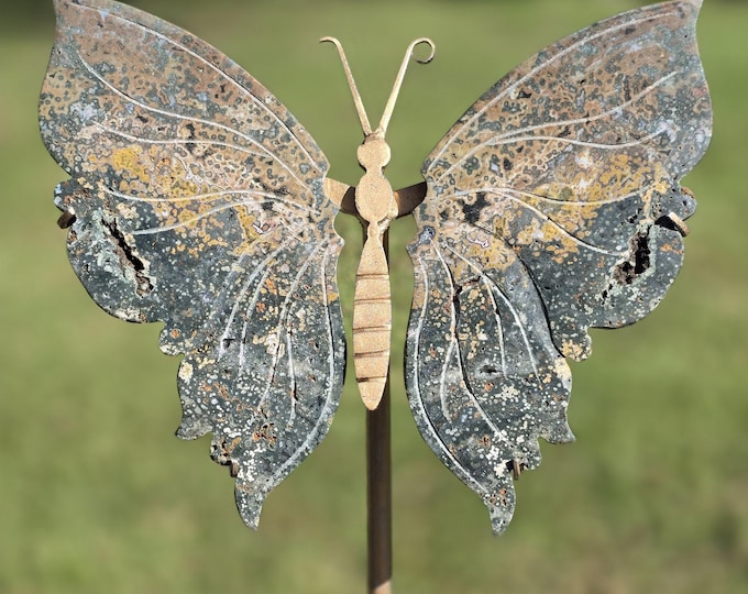 Orbicular Ocean Jasper Crystal Butterfly Wings