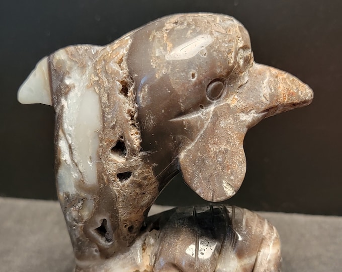 Caribbean Calcite Crystal Dolphin Carving