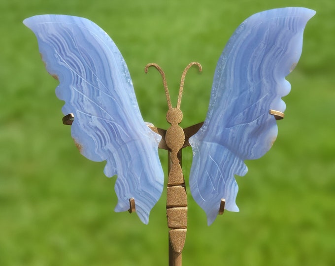 Blue Lace Agate Crystal Butterfly Wings