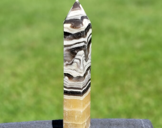 Yellow Banded Calcite Crystal Tower