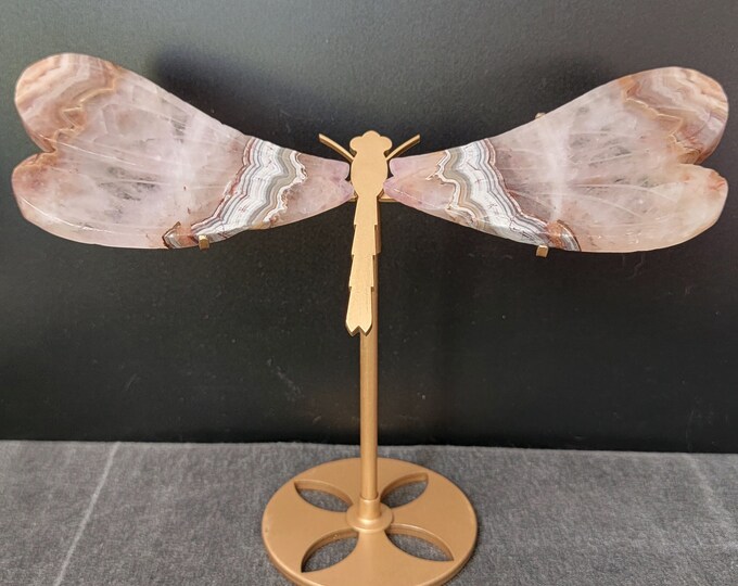 Amethyst Crazy Lace Agate Crystal Dragonfly Wings