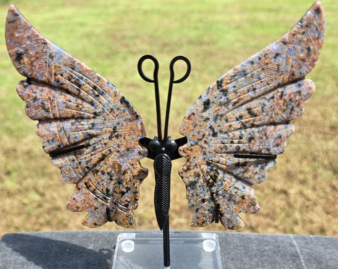 Orbicular Ocean Jasper Crystal Butterfly Wings
