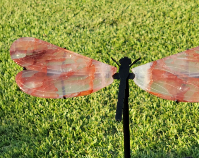Hematoid Fire Quartz Crystal Dragonfly Wings