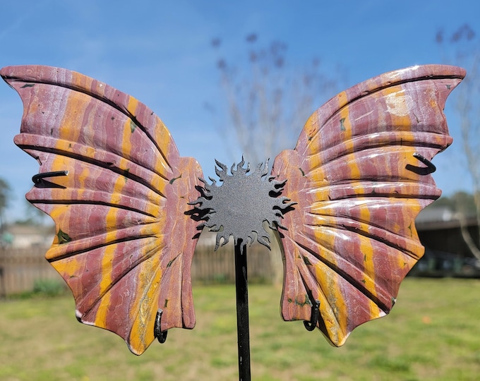 Pink and Yellow 8th Vein Ocean Jasper Crystal Dragon Wings *RARE*