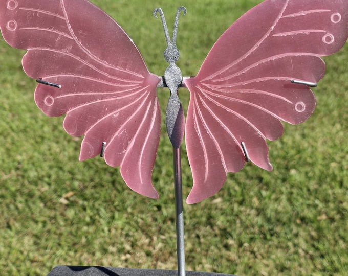 Rose Pink Cat Eye Selenite Crystal Butterfly Wings