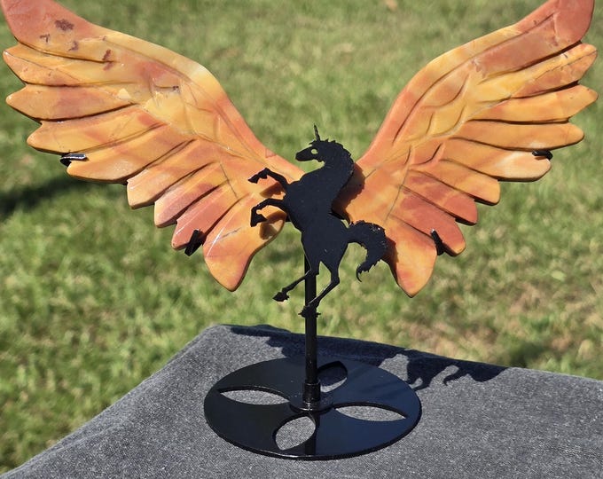 Orange Caribbean Calcite Crystal Unicorn Pegasus Wings