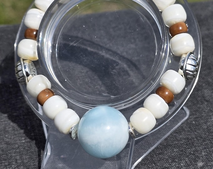 Larimer, Spondylus Shell, Palm Tree Custom Crystal Bracelet ~ Ocean Breeze