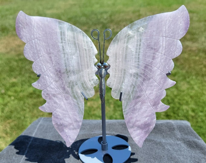 Pink Silk Fluorite Crystal Butterfly Wings