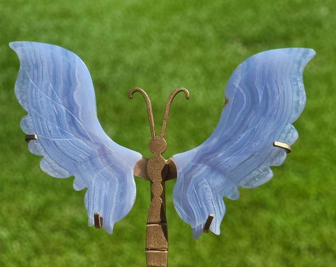 Blue Lace Agate Crystal Butterfly Wings