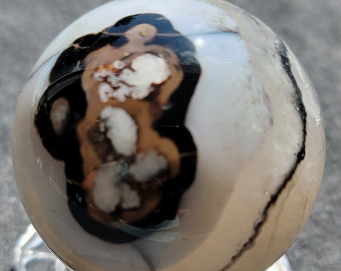 Black Lace Flower Agate Crystal Sphere
