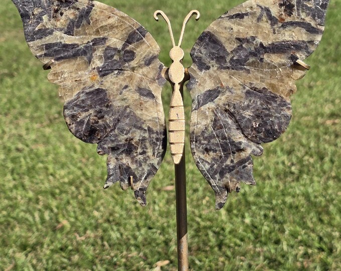 Purple Fluorite & Yellow Calcite Crystal Butterfly Wings