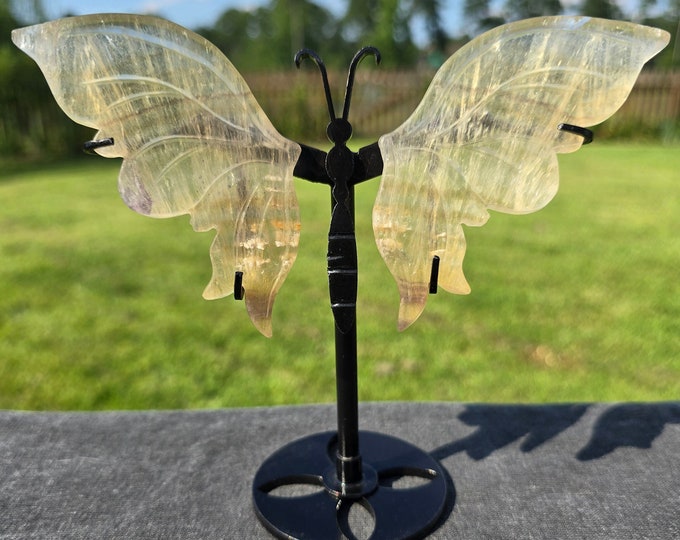 Yellow Fluorite Crystal Butterfly Wings