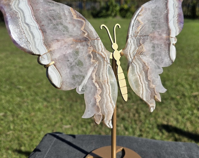 Amethyst Crazy Lace Agate Crystal Butterfly Wings
