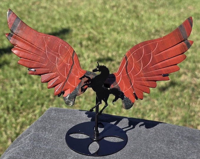 Red Bloodstone Jasper Crystal Unicorn Pegasus Wings
