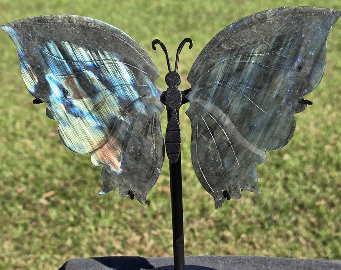 Flashy Labradorite Crystal Butterfly Wings
