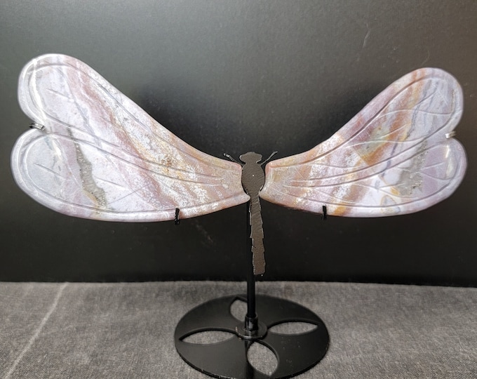 Purple Ocean Jasper Crystal Dragonfly Wings