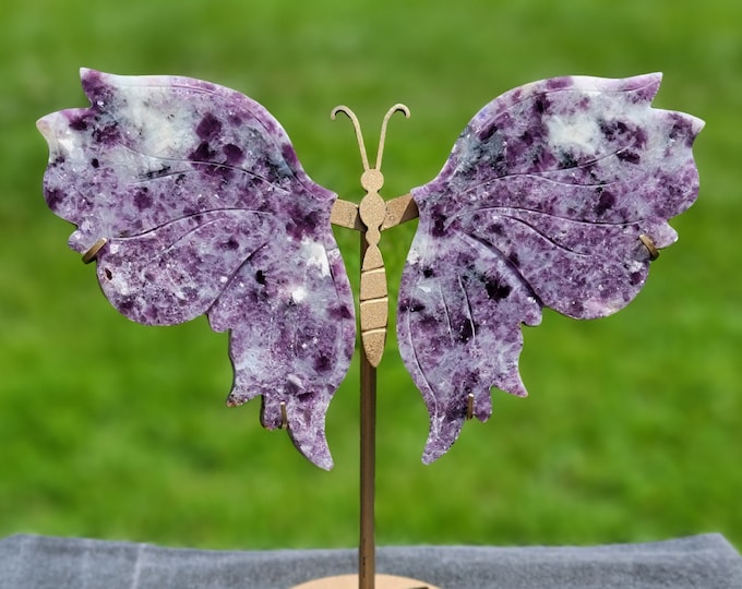 Purple Mica Lepidolite Crystal Butterfly Wings