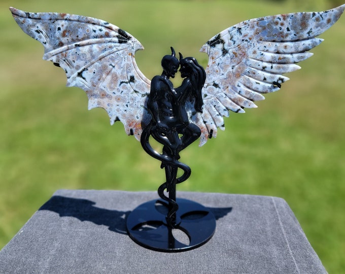 8th Vein Ocean Jasper Crystal Angel & Devil Wings