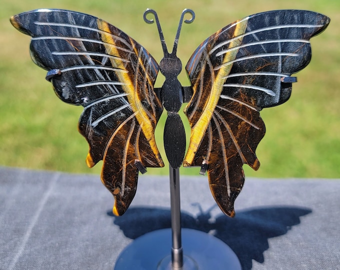 Blue Tigers Eye Crystal Butterfly Wings