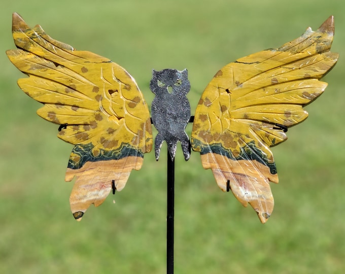 Orbicular Ocean Jasper Crystal Owl Wings