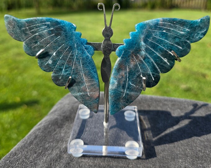 Blue Apatite Crystal Butterfly Wings
