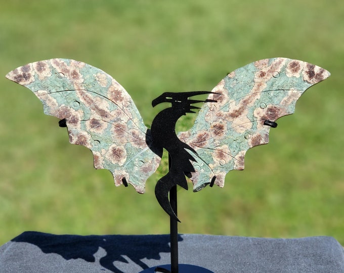 Green Flower Jasper Crystal Dragon Wings