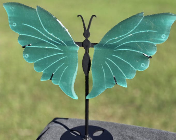 Turquoise Cat Eye Selenite Crystal Butterfly Wings