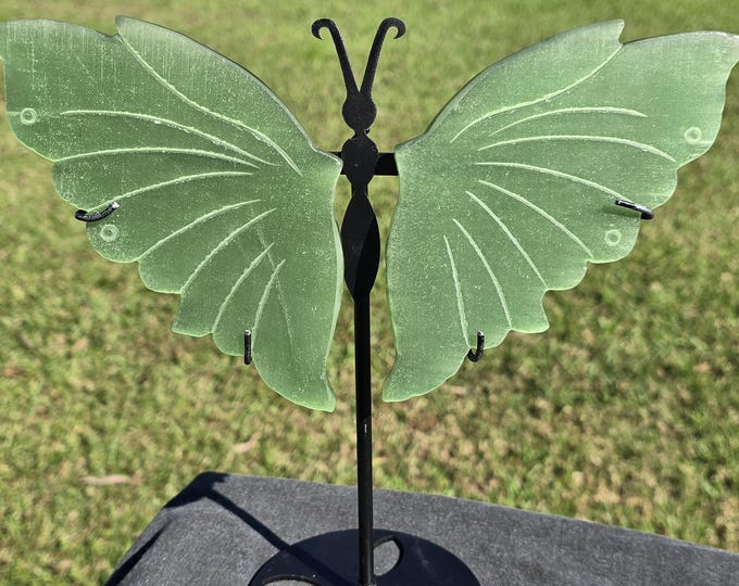 Spring Green Cat Eye Selenite Crystal Butterfly Wings