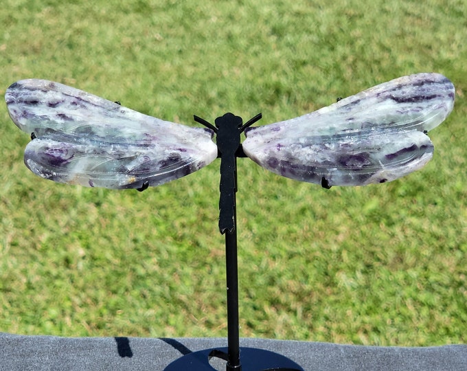 Feather Fluorite Crystal Dragonfly Wings