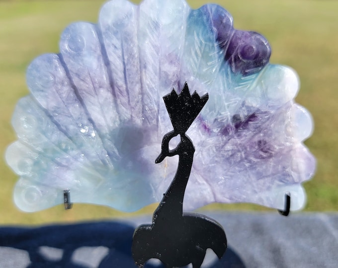 Blue Silk Fluorite Crystal Peacock Wings
