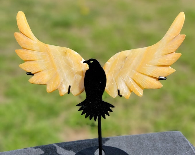 Yellow Agate Crystal Eagle/Hawk Bird Wings