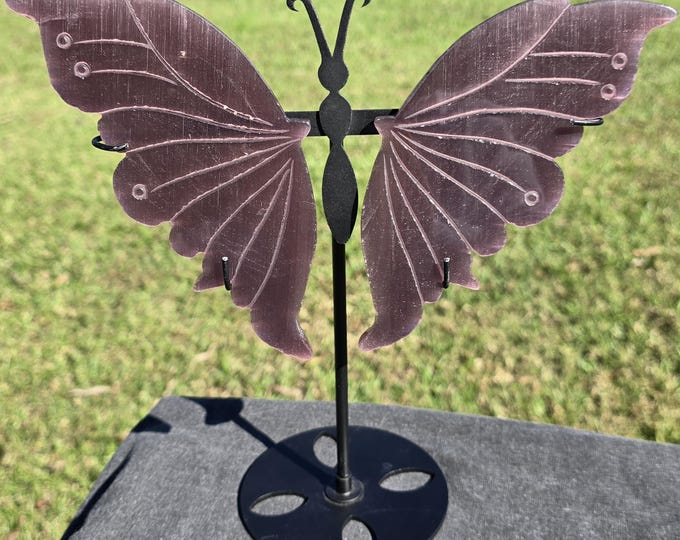 Plum Purple Cat Eye Selenite Crystal Butterfly Wings