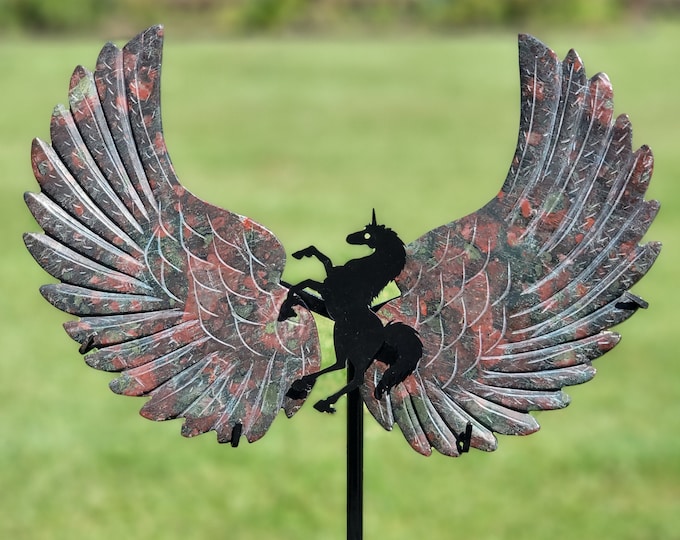 Plum Blossom Jasper Crystal Unicorn Pegasus Wings
